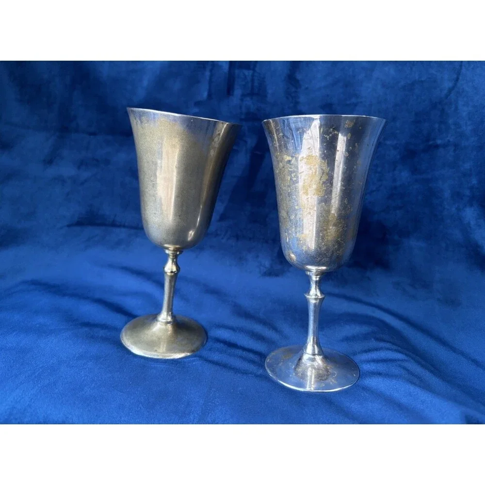 2 Vintage Silver Plated Goblets India, 6